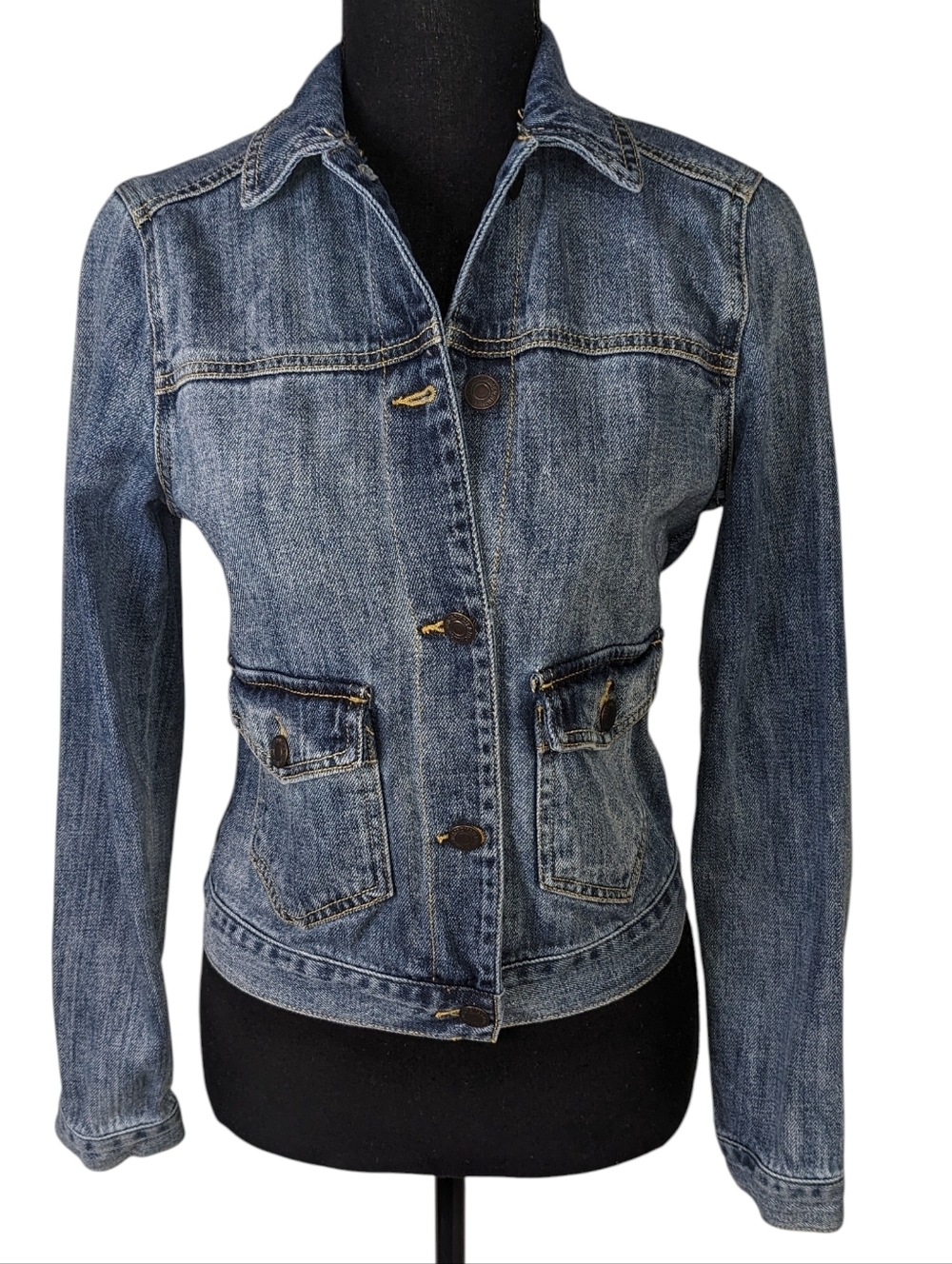 Abercrombie & Fitch Medium Blue Denim Jean Jacket Crop Size S